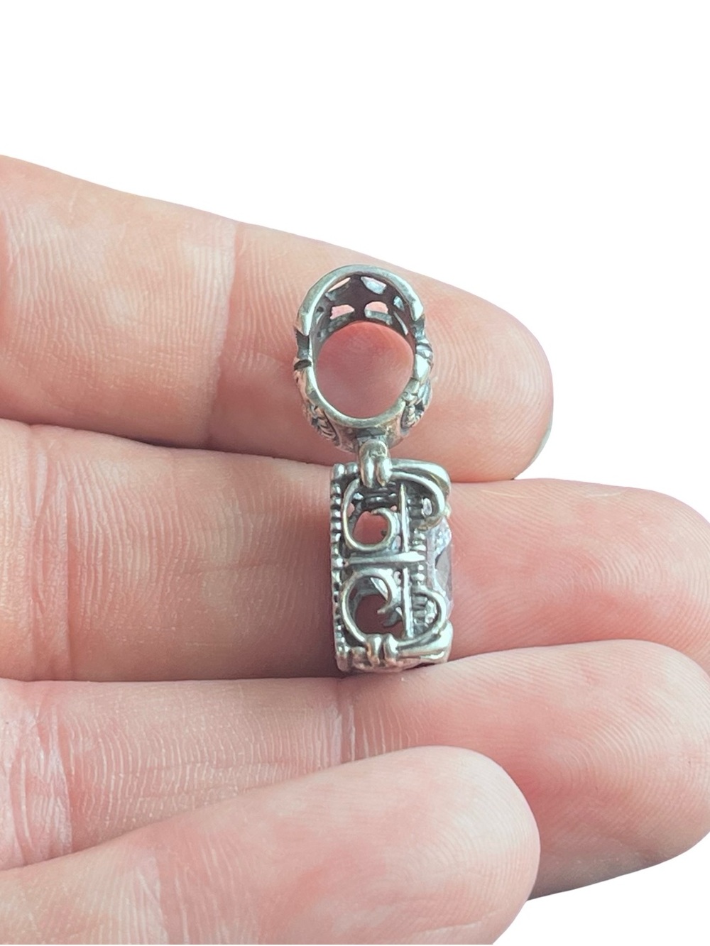Vtg Silpada Uptown Sterling Silver Square CZ Fleur de Lis Pendant S0979 6.3g - Picture 2 of 16